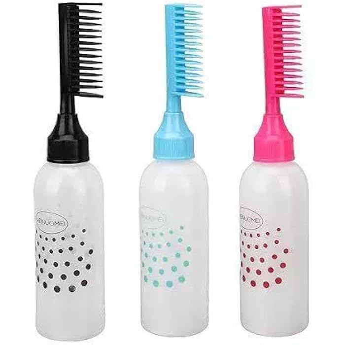Hair Dye Bottle with Applicator Brush, Refillable Empty Dyeing Bottles, Coloring and Staining Tool, Hair Styling Tools (Black) - Image 2